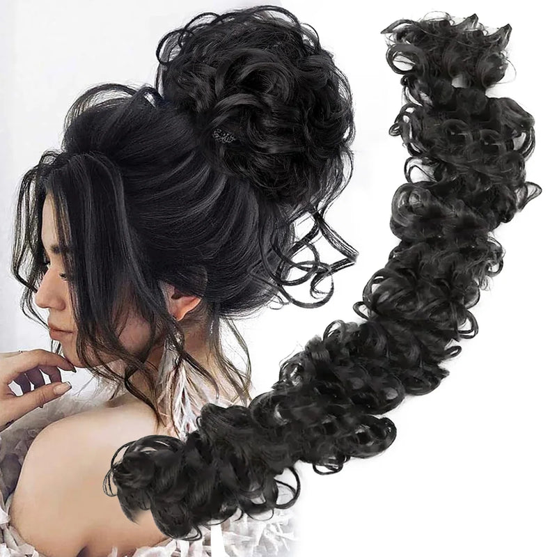Messy Bun Hair Piece Curly Wavy Hair Bun Scrunchies Extensions Long Ponytail Extensions Ponytail DIY Wrap Around Bun Hair
