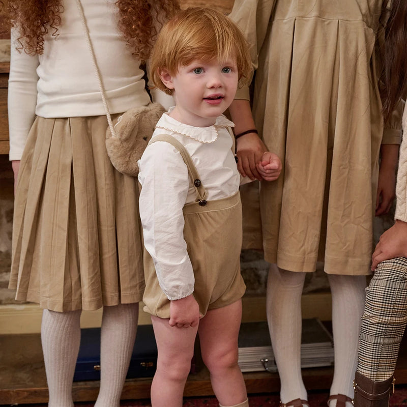 AS Beige Collection AW25 Corduroy Dress Children Knitting Sweater Boys Overalls Check Pants Brothers Sisters Family Matching