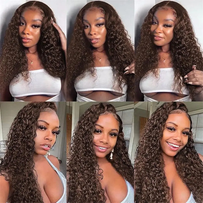 4 Chocolate Brown Water Wave Bundles Ombre Colored Deep Curly Raw Human Hair Bundles Deal Hair Extension Hair Weave Double Weft