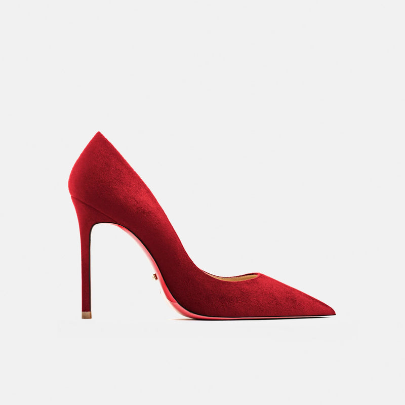luxury women's shoes Black Suede Elegant Office Shoes Women Brand Pumps Red sole High Heels Pointed Toe Evening Dress Shoes 12cm