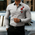 Men's Long-Sleeved Shirt, Featuring a Vintage Red Rose | SAMAG