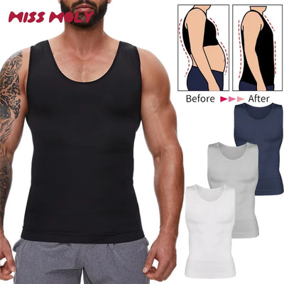 Compression Shirts Men Tummy Control Shapewear Flat Belly | SAMAG