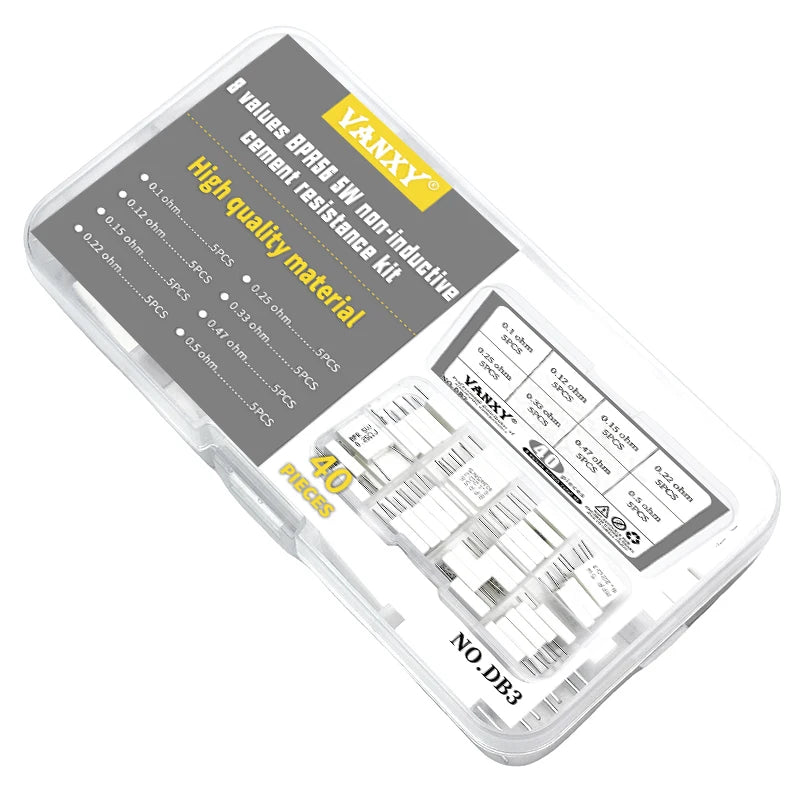 10pcs BPR56 5W 0.001 0.1 0.15 0.22 0.25 0.33 0.5 ohm Non-inductive Ceramic Cement Resistor 0.1R 0.15R 0.22R 0.25R 0.33R 0.5R