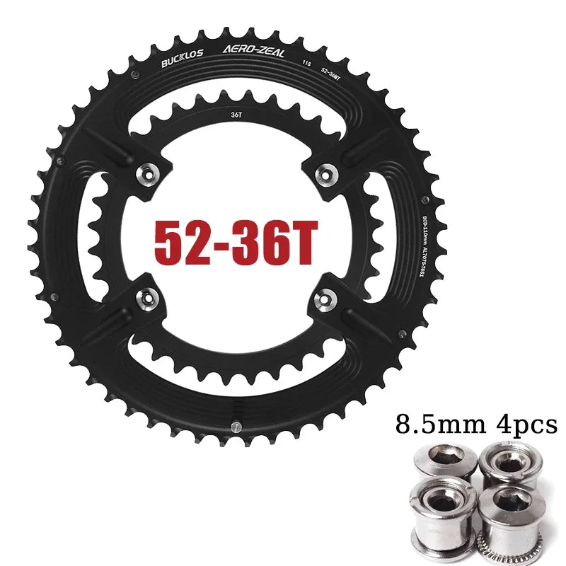 BUCKLOS Road Bike Chainring 110 BCD Chainring 4Hole 5Hole 34/36/39/50/52/53T Chainwheel Double Speed Road Bicycle Crown
