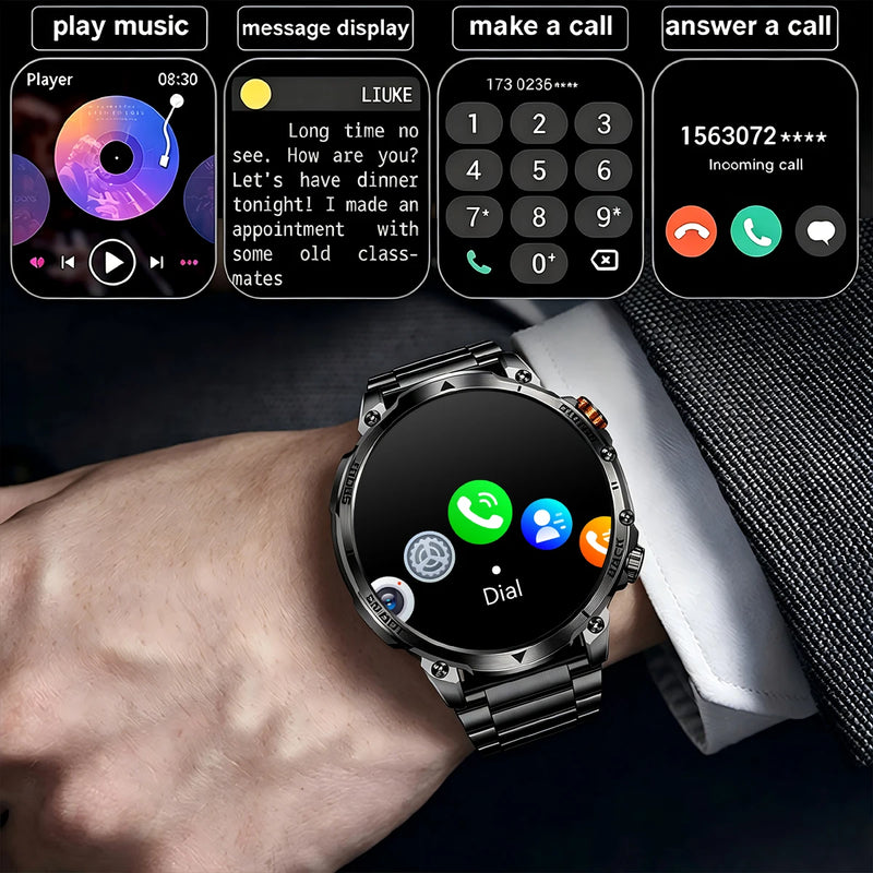 Newly Durable 1400mAh Large Battery Men Smart Watch 1.7" HD Screen IP68 Waterproof LED Flashlight Sport BT Call Smart Bracelet