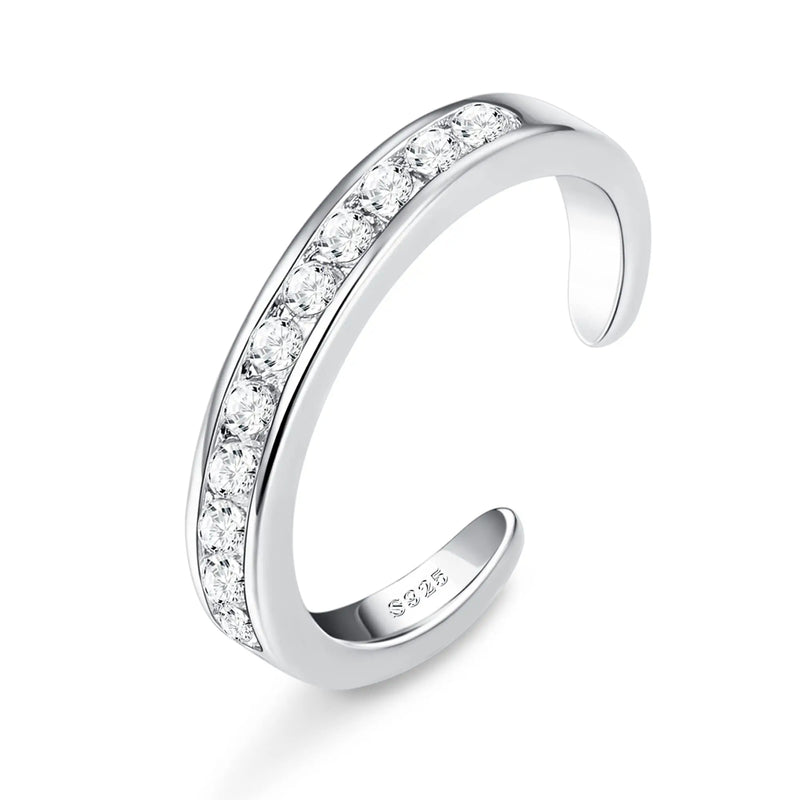 Fansilver S925 Sterling Silver Toe Rings for Women Adjustable White Gold Plated Flower Cz Snake Twist Opal - Visuel 9 | SAMAG