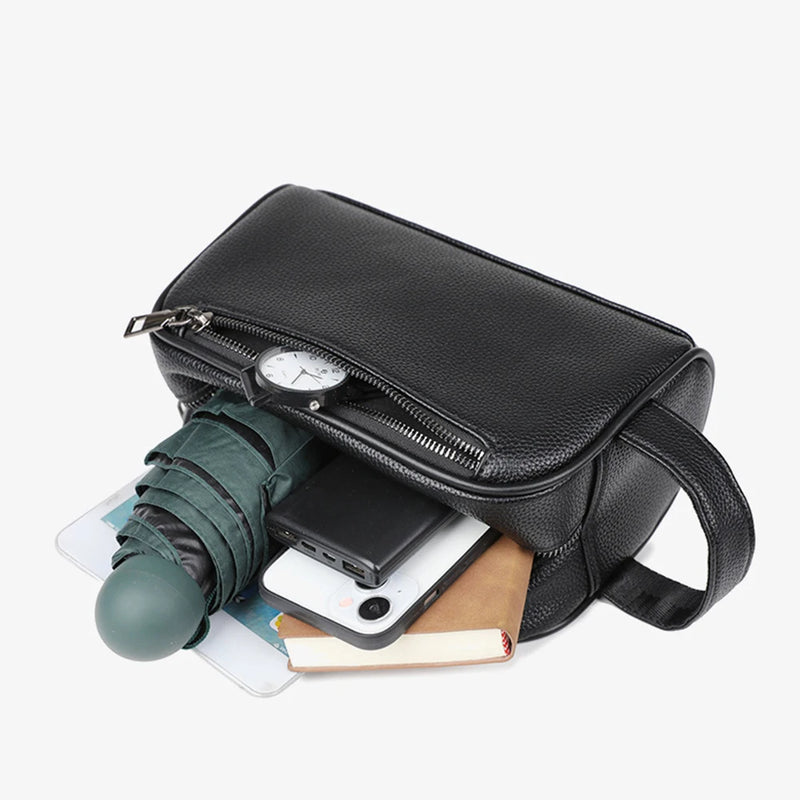 Customized Name Men's Business Handbag Made of Soft Leather, Large Capacity, PU Leather Outdoor Travel Storage Bag
