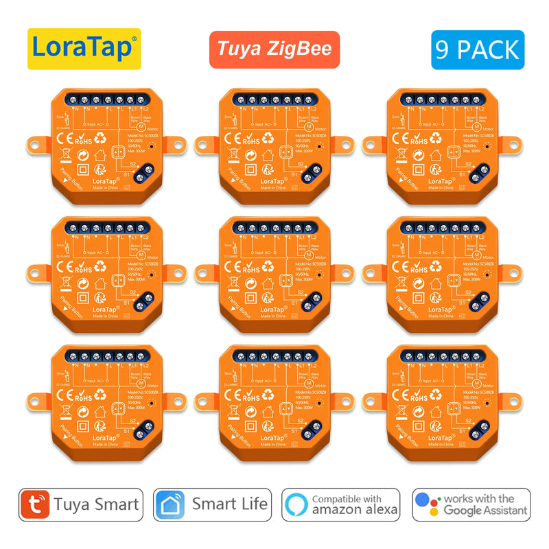 LoraTap ZigBee Shutter Switch Module Electric Motorized Curtain Blind Tuya Smart Life Roller Voice Control by Alexa Google Home