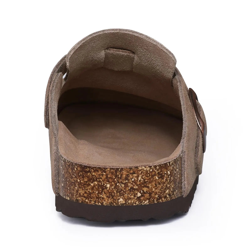 Asgard Women Suede Clogs Genuine Leather Mules Adjustable Buckle with Comfort Cork Footbed and Arch Support Aldult Potato Shoes