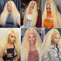 613 Deep Wave Frontal Wig 13x6 HD Water Wave Lace Front Wigs 220 Density 30 38 Inch Honey Blonde 13x4 Transparent Curly Lace Raw Remy Frontal Wig