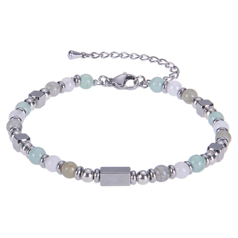 2026 Classic 6mm Tiger Eye Stone Hematite Beaded Bracelet Adjustable Stainless Steel Chain Bracelet for Men Women Jewelry Gifts
