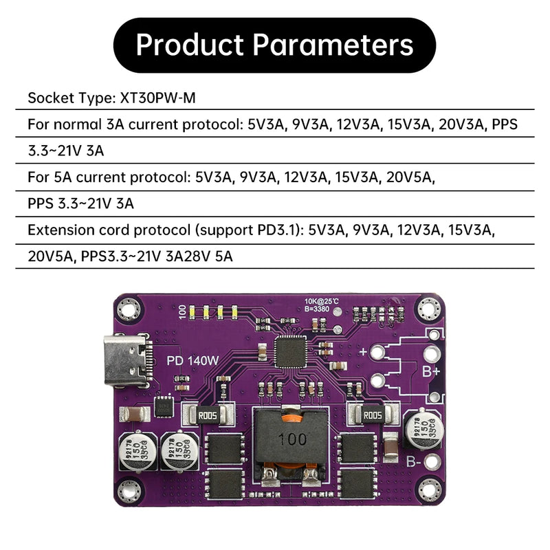 PD3.1 140W High Power Fast Charger Module 3S 4S 5S 6S Type C Interface Li-ion Battery Charger/Discharger Module
