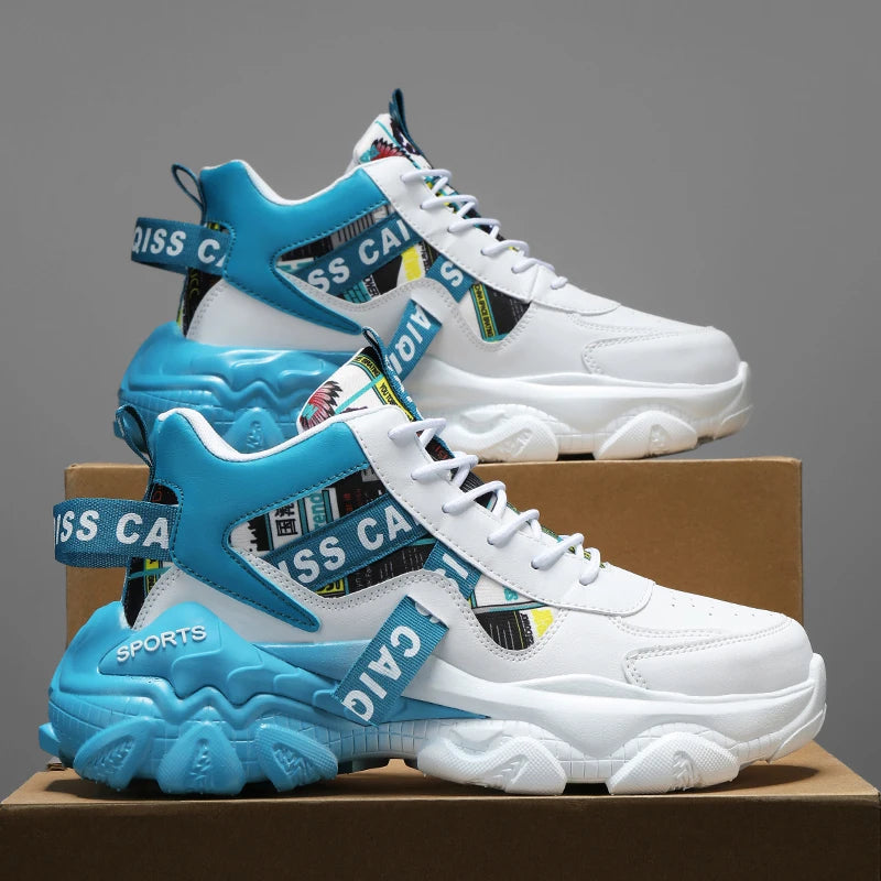 Men's Casual Sports Running Shoes - Sporty Casual Style, Unisex, Fashionable Patterns, Suitable for All Seasons, Daily Wear and Sports Events, Lace-Up Design, High-Top Upper and Lining, Non-Slip and Wear-Resistant Sole, Fabri