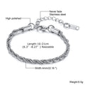 Vnox Unisex Rope Chain Bracelets for Men Women, Stainless Steel Twisted Links Chain Bracelet,Simple Classic Jewelry Gift for Him
