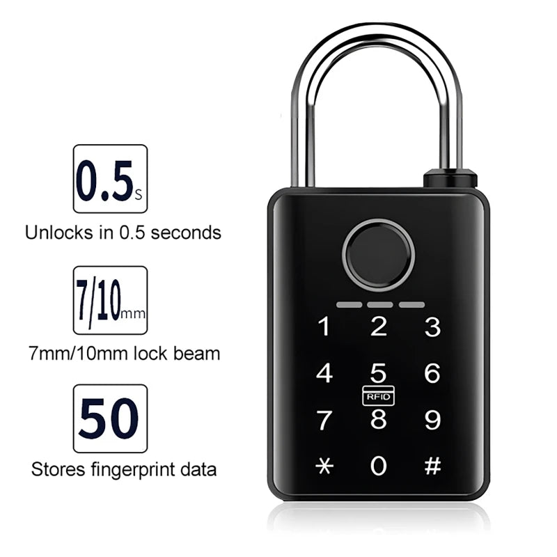 7/10mm Waterproof Tuya Padlock Fingerprint IC Card Password Electronic Lock Heavy duty Padlock for home Warehouse garage