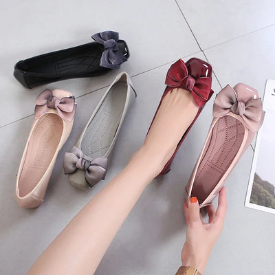Fashion Pointed Toe Women Flats Shoes Bow Patent Leather | SAMAG