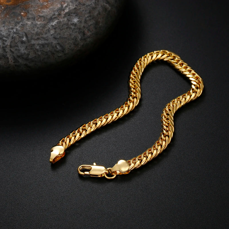 18K Gold 6MM Geometry Chain 925 Sterling Silver Bracelets for Women Men Fashion Wedding Christmas Gifts - Visuel 5 | SAMAG