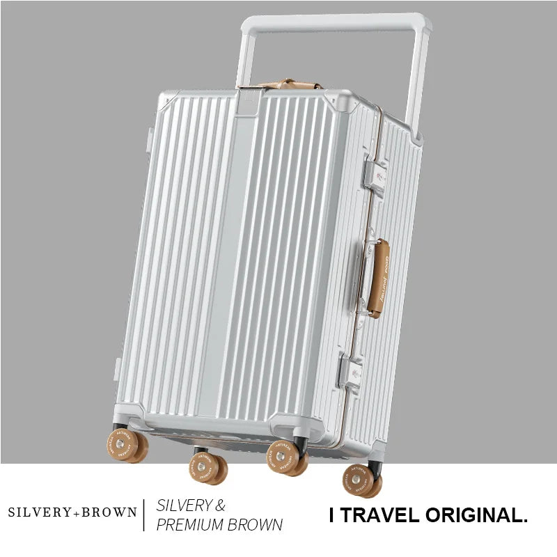 BunnyFly Suitcase Wide Handle Travel Suitcase Men 20 24  Carry-On Luggage Women PC Aluminum Frame Trolley Case