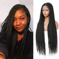 IPARTY Synthetic Full Lace Wig Braided Wigs Distressed Butterfly Locs Faux Locs Braid Wig Long Lace Frontal Wig for Women
