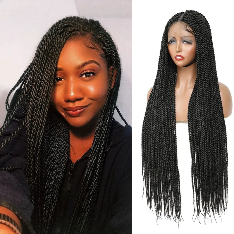 IPARTY Synthetic Full Lace Wig Braided Wigs Distressed Butterfly Locs Faux Locs Braid Wig Long Lace Frontal Wig for Women