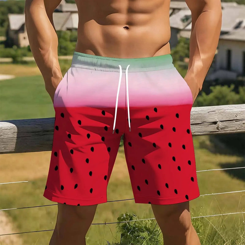 Men Print Casual Shorts Drawstring Elastic Waist Loose | SAMAG