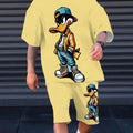 The summer new men's suit features an interesting cartoon duck print casual and fashionable polyester wear | SAMAG