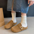Spring & Autumn New Retro Slip-On Mules, Versatile Wide Feet Friendly Soft Sole Closed Toe Slides for Work