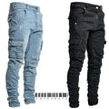 New Jeans Men Pants Wash Solid Color Multi Pockets Denim | SAMAG