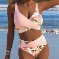 Women's Floral Print Bikini Set Wrap Front Crisscross | SAMAG