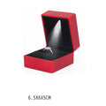 Ring Box LED Light Proposal Engagement Necklace Boxes Jewelry Gift Red Wine Ring Case for Wedding Valentine's Day Anniversary