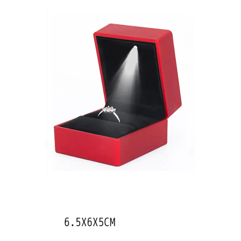 Ring Box LED Light Proposal Engagement Necklace Boxes Jewelry Gift Red Wine Ring Case for Wedding Valentine's Day Anniversary