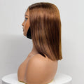 250% Density Bob Straight Human Hair 2X6 Transparent Lace Closure Frontal Human Hair Wigs 100% Human Hair Ginger 99J Colored Wig