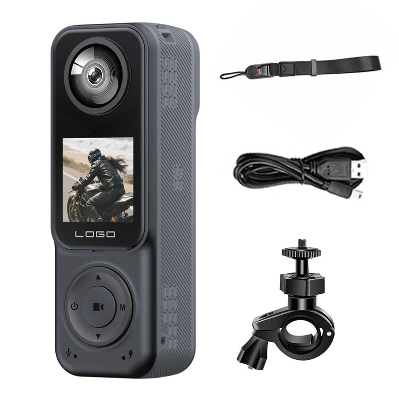 4K+2K Dual Lens Action Camera, Front & Rear WiFi Sports Cam, 130° Wide Angle Night Vision Camera for Motorcycle Helmet Vlog