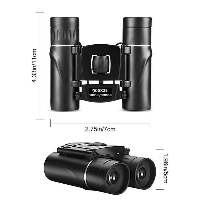 900x25 HD Powerful Binoculars 9000M Long Range Folding Mini Telescope BAK4 FMC Optics For Hunting Sports Outdoor Camping Travel