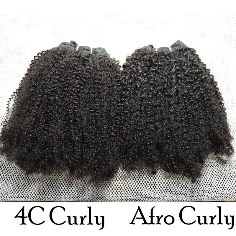 IXTUYLLY Human Hair Weft 4C Afro Kinky Curly Virgin Brazilian Human Hair Extensions Weave Bundles Weaving African Black Women