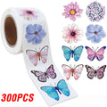 100-500pcs Butterfly Flower Sticker 8 Design Colorful Butterfly Decals Cute Stickers Party Decoration Scrapbook Stationery