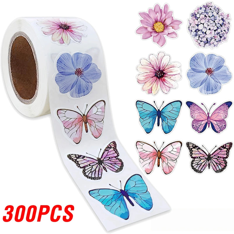 100-500pcs Butterfly Flower Sticker 8 Design Colorful Butterfly Decals Cute Stickers Party Decoration Scrapbook Stationery
