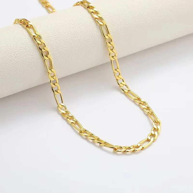 20-60CM Hot sale 18K gold Filled 4MM Necklaces sideways chain for Men woman Boy lady fine Jewelrys Wedding party