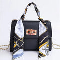 Women Girls Fashion Simplicity Solid Color Handbag Niche Design Silk Scarf Mini Chain Single Shoulder Crossbody Bag Bandolera