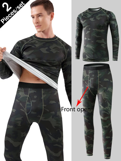 /Set Print Long Johns Thermal Underwear Men Velvet Fabric | SAMAG