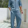 Commuter Suit Casual Shirt Solid Color Short Sleeve Pants | SAMAG