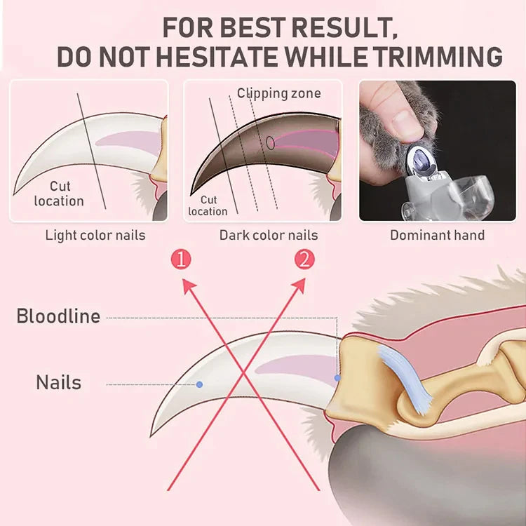 Professional pet nail clippers,equipped with LED lights,5x magnifying glass splash proof cover，cat and dog clippers pet supplies