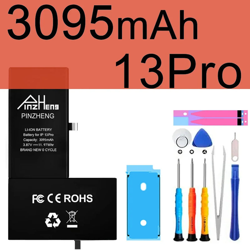 PINZHENG Real High Capacity Battery For iPhone X XR XS Max 12 13 Mini Pro Max 11 Pro Max Replacement Bateria Warranty One Year