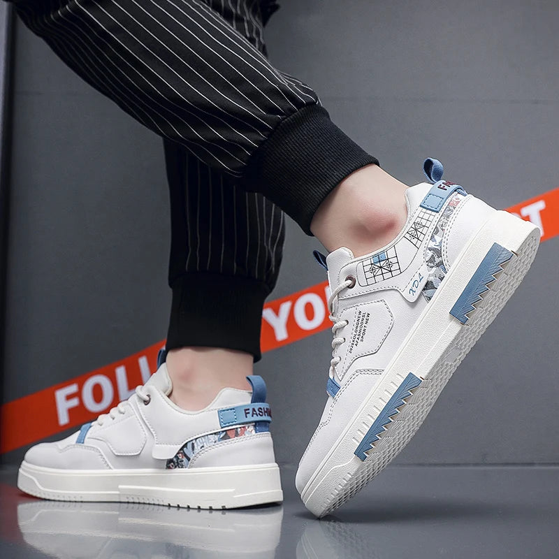 Men's Fashion Street Skateboarding Shoes Good Gripping Casual Sports Shoes Lace-Up Breathable Lightweight Walking Shoes