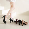 2025 Women's Black High Heels Spring Casual Shoes Women's High Heels Solid Color Wedge Shoes Plus Size High Heels Size 34-42