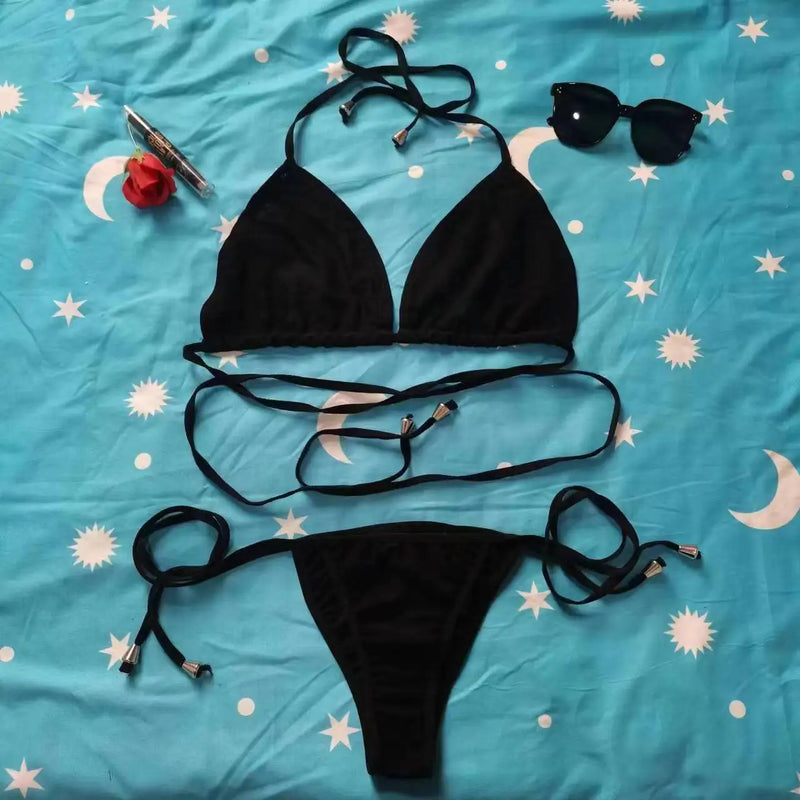 Women's Sexy Beach Bath Sunbathing Rope Two Piece Bikini | SAMAG