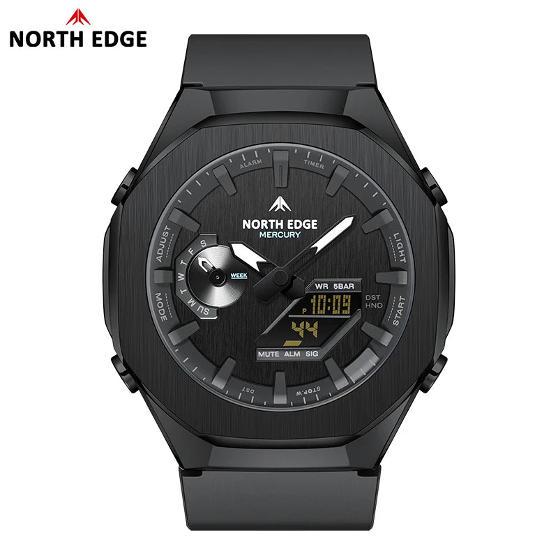 NORTH EDGE MERCURY Men's Military Digital Watch Stopwatch Waterproof 50M Sports Watches World Time