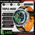 Hot New 1400mAh Big Battery Smart Watch Men Outdoor Flashlight IP68 Waterproof Bluetooth Call AMOLED Military Sports Smartwatch