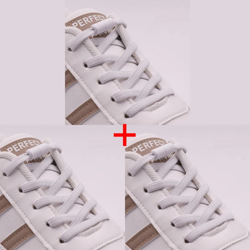 New 1Pair/3Pair Metal Lock Shoe Laces for Sneakers Elastic Stretch No Tie Shoelaces Casual Shoes Running Shoes