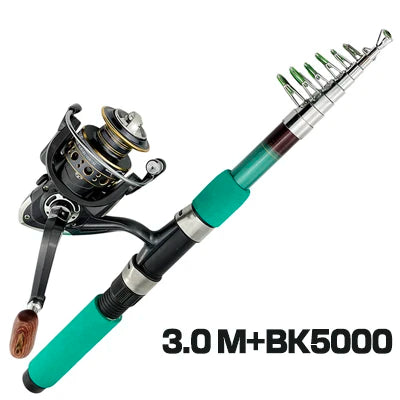 Bass Pike Carp Fishing Rod Combo Catfish Rod 1.8-3.6M Telescopic Fishing Rod and Spinning Fishing Reel Fishing Set Rod+Reel